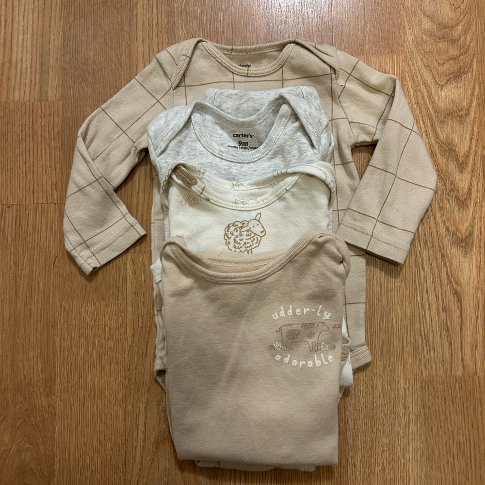 Carter's Baby Bodysuit set (4) - Cream and Brown
